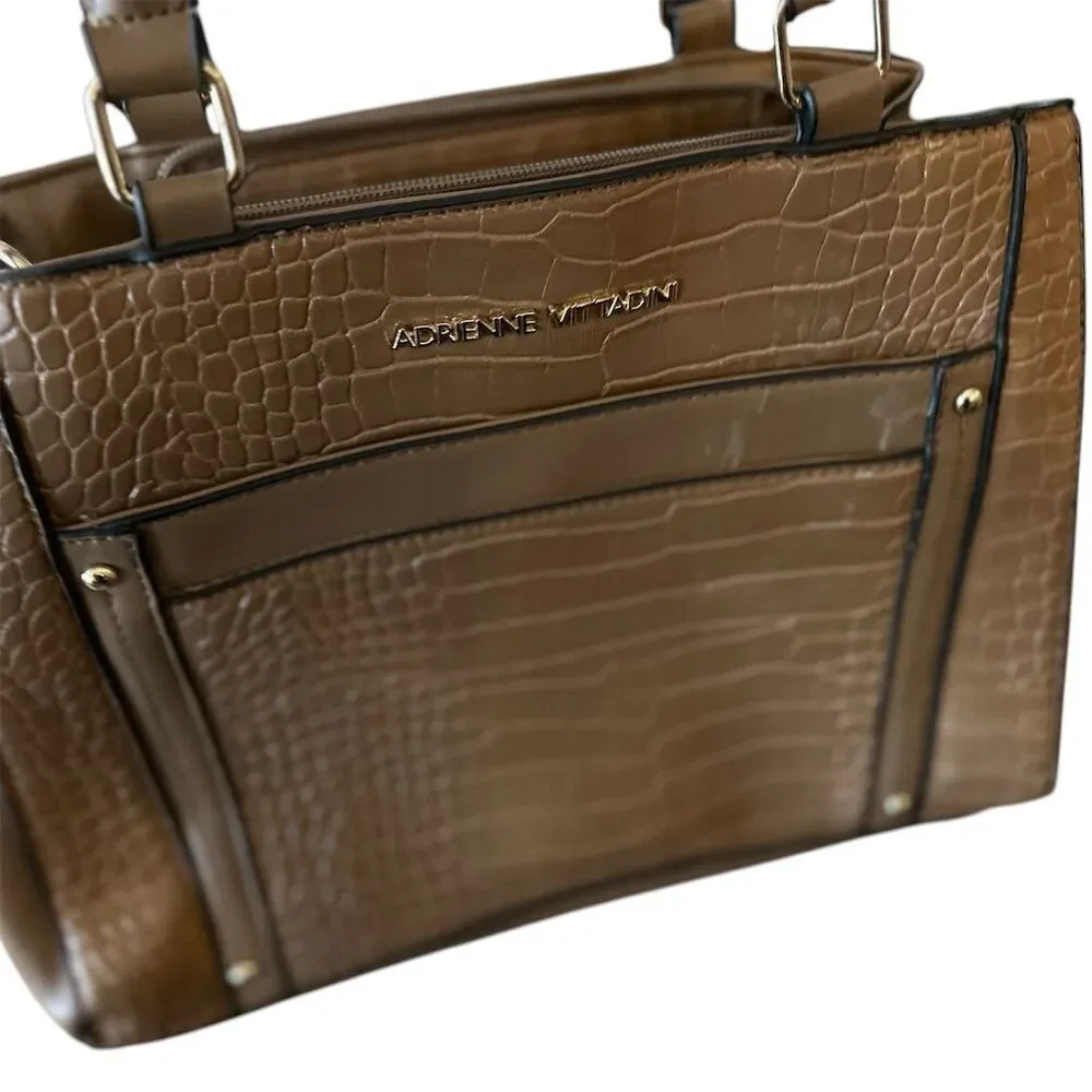 Adrienne Vittadini Women's‎ Brown Crocodile Embossed Shoulder Bag free of wallet